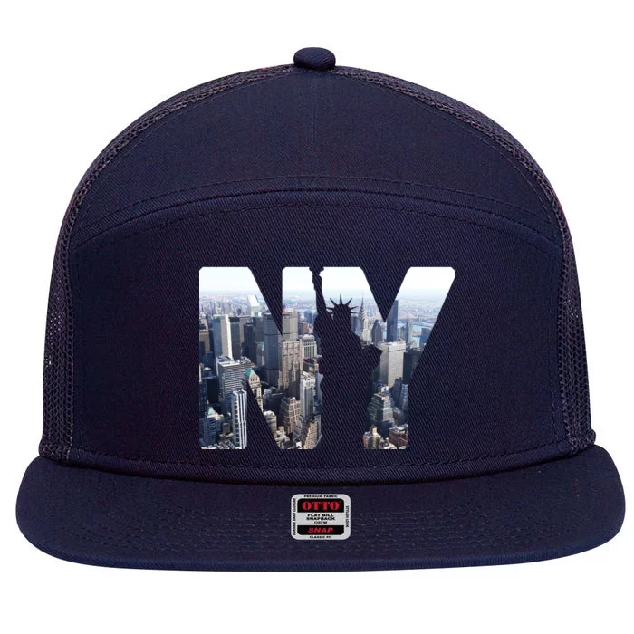 NY Statue Of Liberty 7 Panel Mesh Trucker Snapback Hat