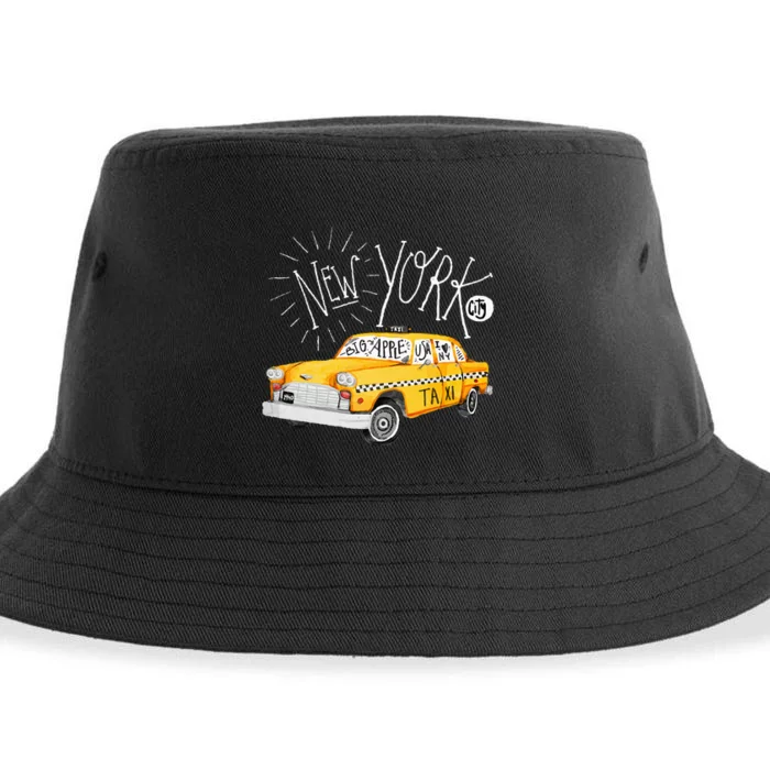 New York Big Apple Yellow Cab Taxi Sustainable Bucket Hat