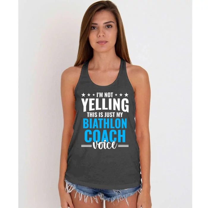 Not Yelling Biathlon Coach Voice Funny Biathlon Coach Humor Premium Women's Knotted Racerback Tank