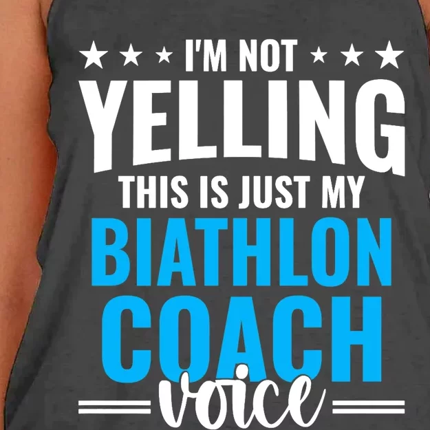 Not Yelling Biathlon Coach Voice Funny Biathlon Coach Humor Premium Women's Knotted Racerback Tank