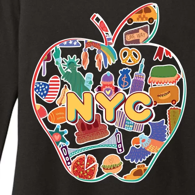 NYC Apple Doodle Womens CVC Long Sleeve Shirt