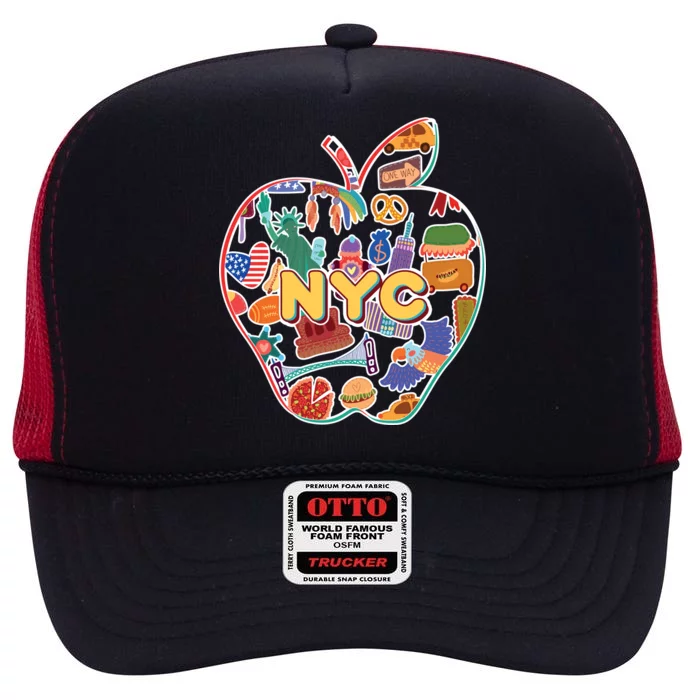 NYC Apple Doodle High Crown Mesh Trucker Hat