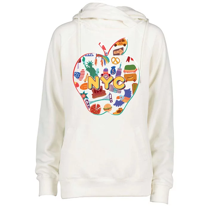 NYC Apple Doodle Womens Funnel Neck Pullover Hood