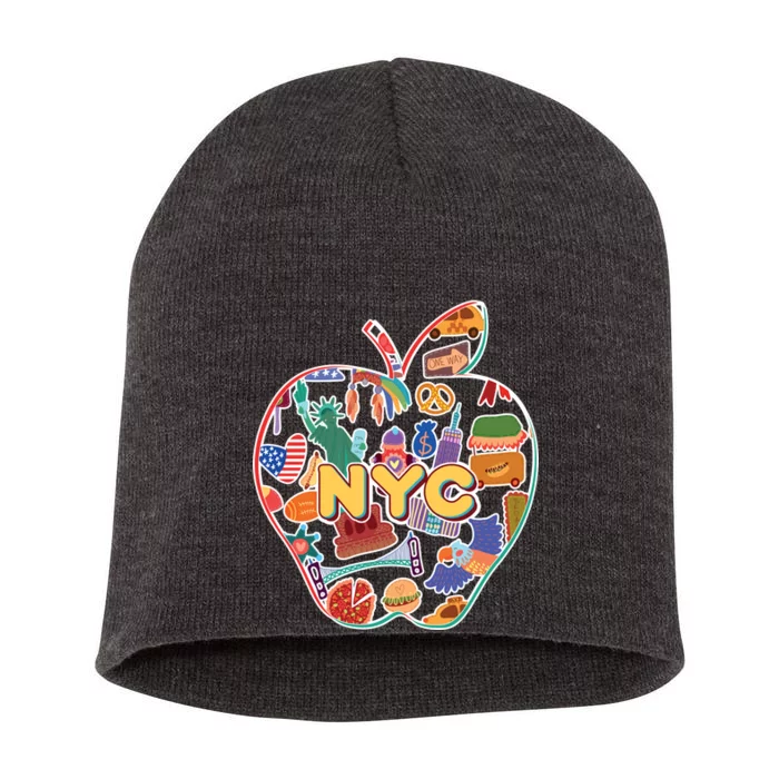 NYC Apple Doodle Short Acrylic Beanie