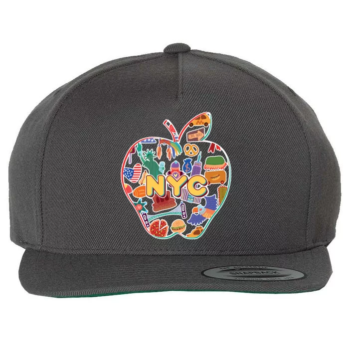 NYC Apple Doodle Wool Snapback Cap