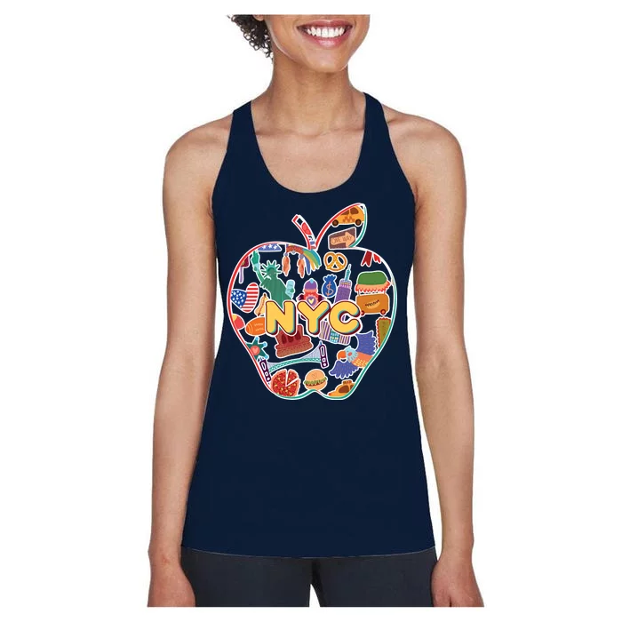 NYC Apple Doodle Women's Racerback Tank