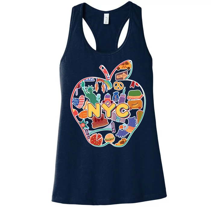 NYC Apple Doodle Women's Racerback Tank