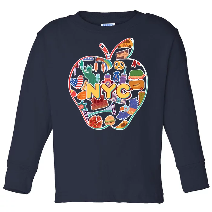 NYC Apple Doodle Toddler Long Sleeve Shirt