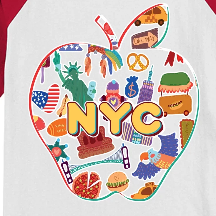 NYC Apple Doodle Kids Colorblock Raglan Jersey