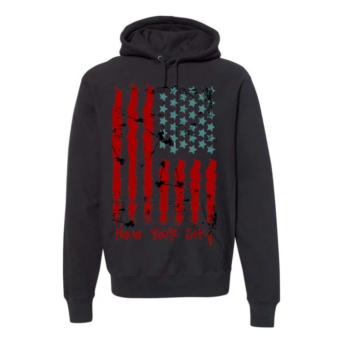 NYC New York City Vintage American Grunge Flag Premium Hoodie