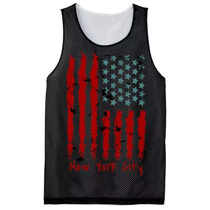 NYC New York City Vintage American Grunge Flag Mesh Reversible Basketball Jersey Tank