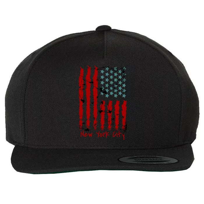 NYC New York City Vintage American Grunge Flag Wool Snapback Cap