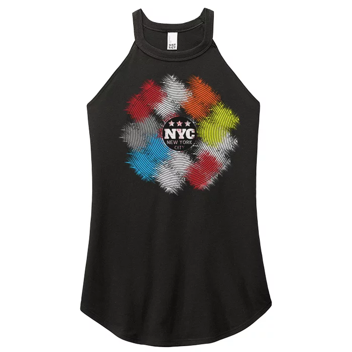 NYC New York City Vinyl Record Women’s Perfect Tri Rocker Tank