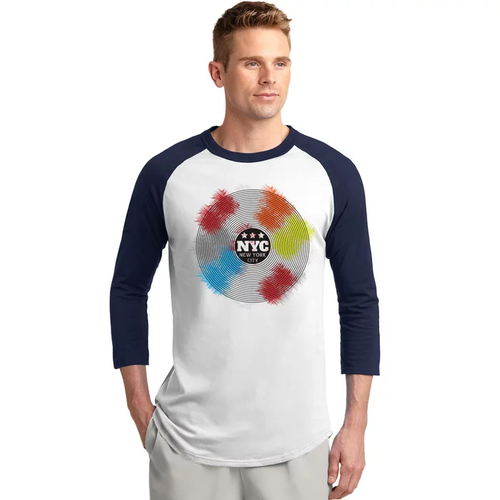 NYC New York City Vinyl Record Baseball Sleeve Shirt