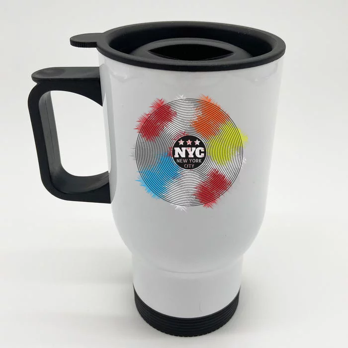 NYC New York City Vinyl Record Front & Back Stainless Steel Travel Mug