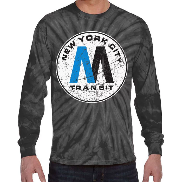 New York City Transit Mta Train Retro New York Tie-Dye Long Sleeve Shirt