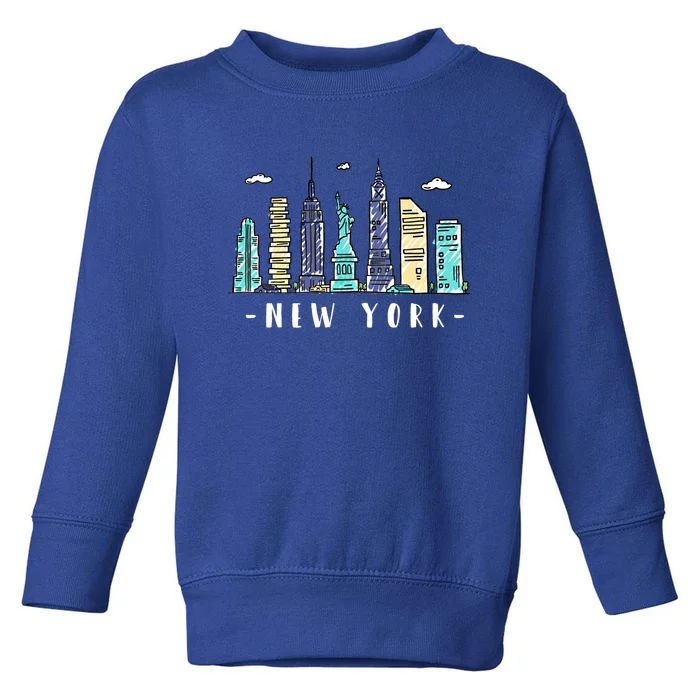 New York City Nyc Skyline Ny Watercolor Souvenir Gift Cool Gift Toddler Sweatshirt