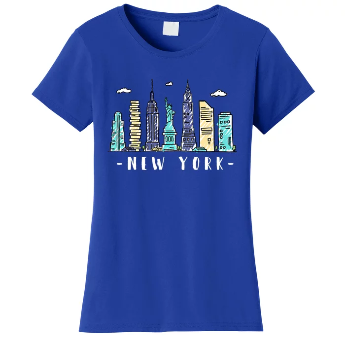 New York City Nyc Skyline Ny Watercolor Souvenir Gift Cool Gift Women's T-Shirt