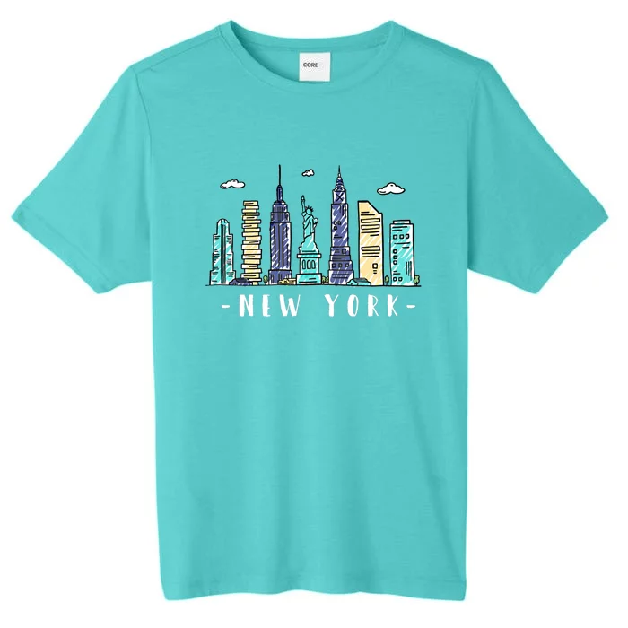 New York City Nyc Skyline Ny Watercolor Souvenir Gift Cool Gift ChromaSoft Performance T-Shirt