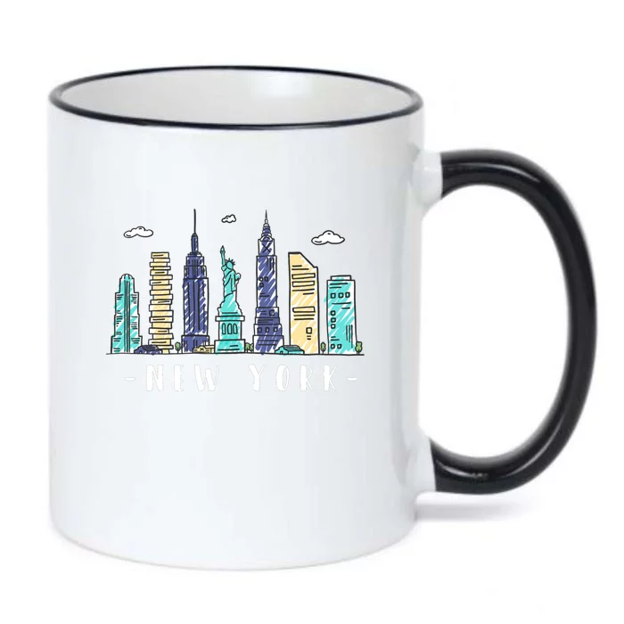 New York City Nyc Skyline Ny Watercolor Souvenir Gift Cute Gift Black Color Changing Mug