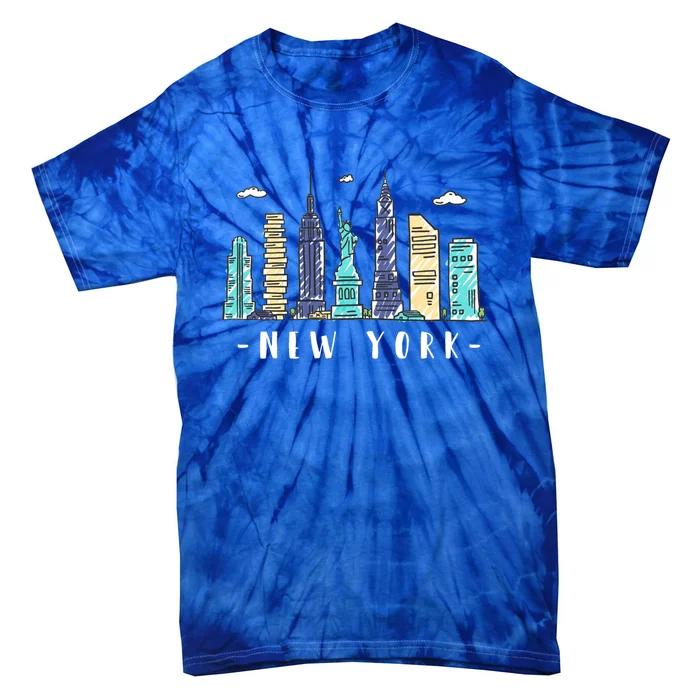 New York City Nyc Skyline Ny Watercolor Souvenir Gift Cute Gift Tie-Dye T-Shirt