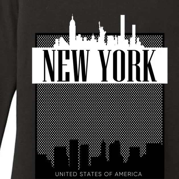 New York City Outfit Fashion Illustration Graphic Skyline Meaningful Gift Womens CVC Long Sleeve Shirt