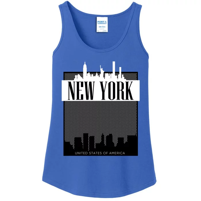 New York City Outfit Fashion Illustration Graphic Skyline Meaningful Gift Ladies Essential Tank