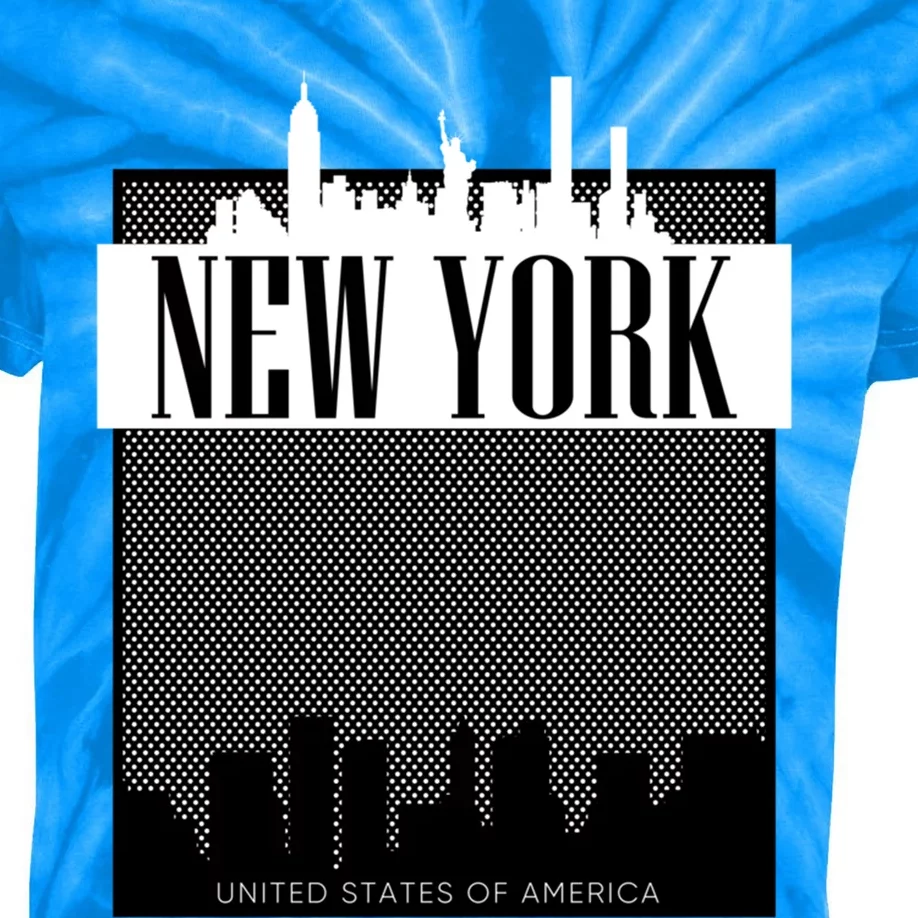 New York City Outfit Fashion Illustration Graphic Skyline Meaningful Gift Kids Tie-Dye T-Shirt