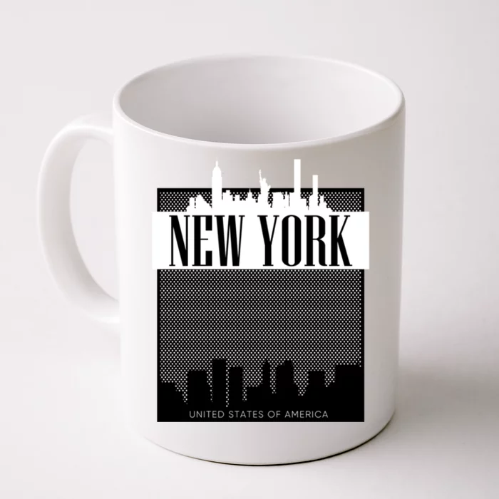 New York City Outfit Fashion Illustration Graphic Skyline Meaningful Gift Front & Back Coffee Mug