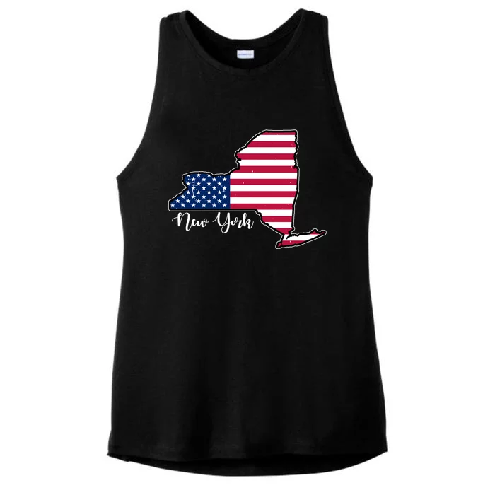 New York City United States Map Ladies Tri-Blend Wicking Tank