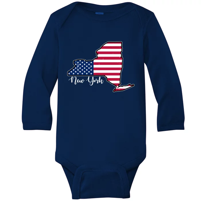 New York City United States Map Baby Long Sleeve Bodysuit