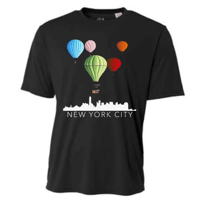 New York City Skyline Nyc Lovers Hot Air Balloons Cooling Performance Crew T-Shirt