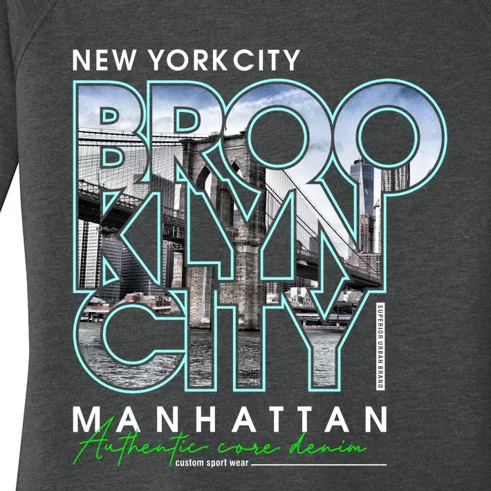 New York City Brooklyn Manhattan Authentic Women's Perfect Tri Tunic Long Sleeve Shirt