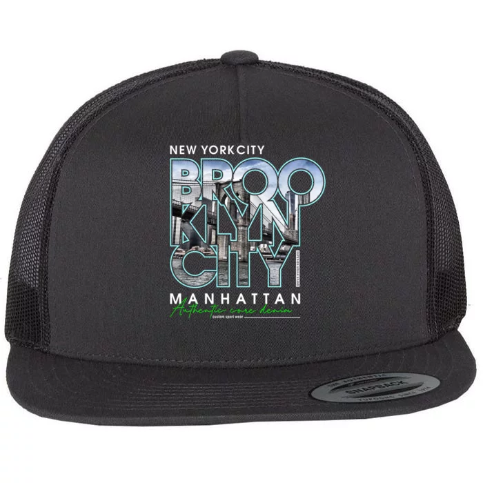 New York City Brooklyn Manhattan Authentic Flat Bill Trucker Hat