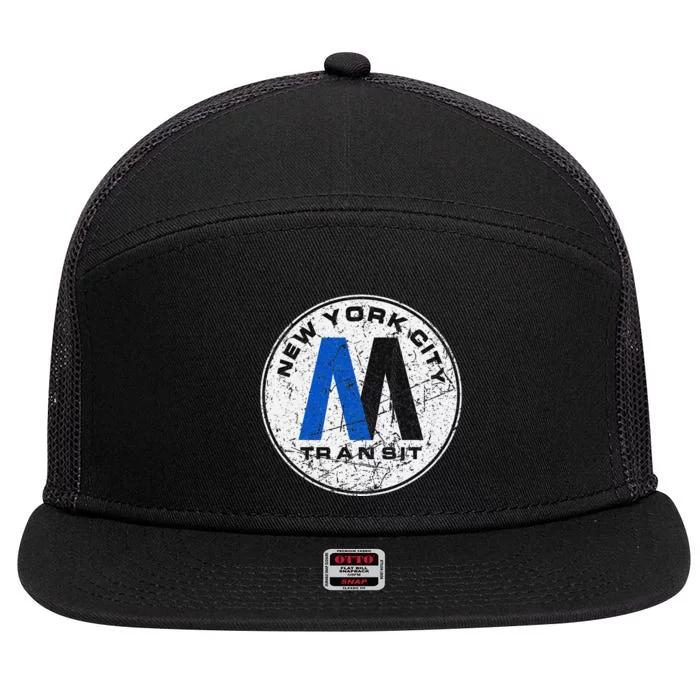 New York City Transit Mta Train Retro New York 7 Panel Mesh Trucker Snapback Hat