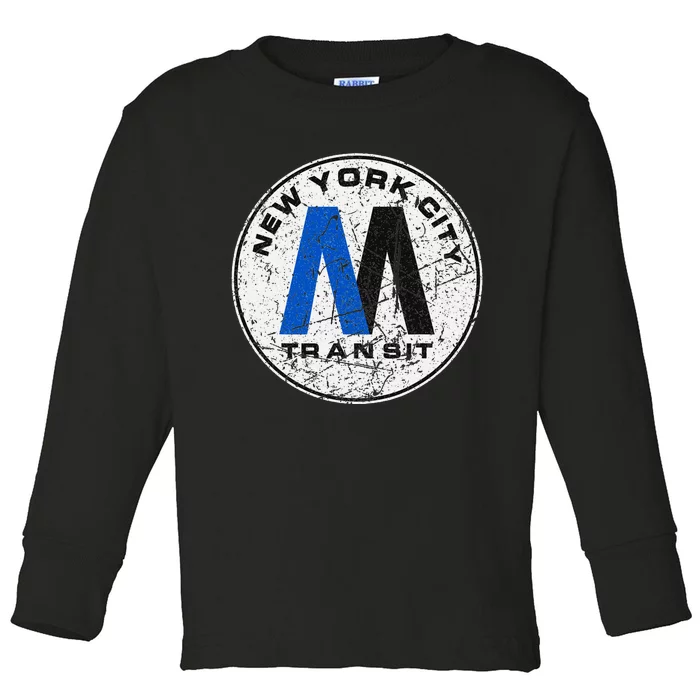 New York City Transit Mta Train Retro New York Toddler Long Sleeve Shirt