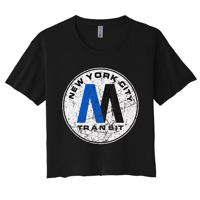 New York City Transit Mta Train Retro New York Women's Crop Top Tee