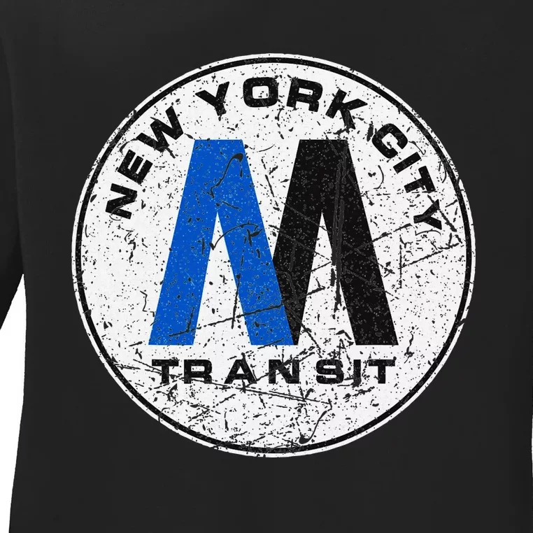 New York City Transit Mta Train Retro New York Ladies Long Sleeve Shirt