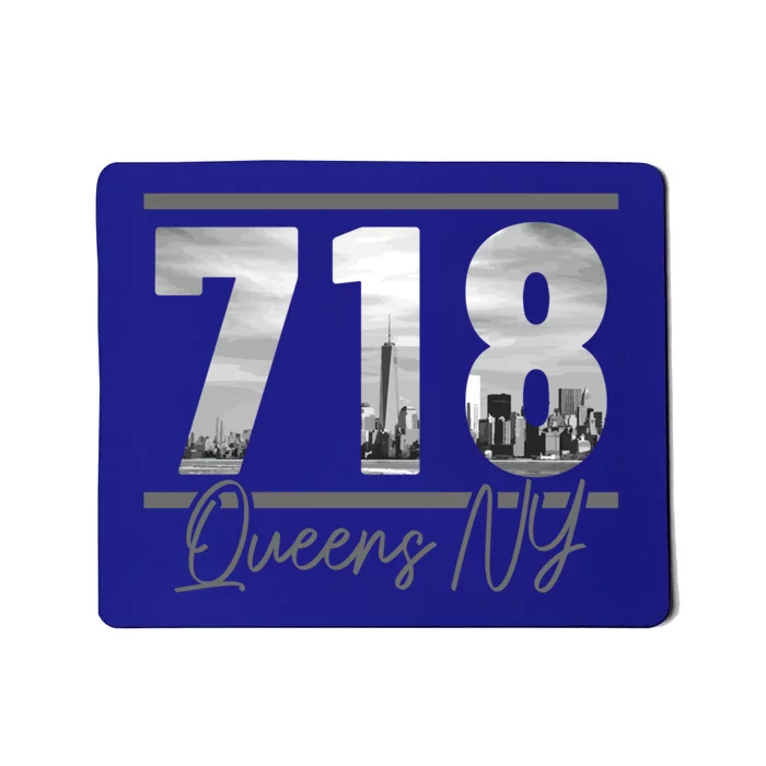 New York City 718 Area Code Skyline Queens Ny Nyc Vintage Gift Mousepad