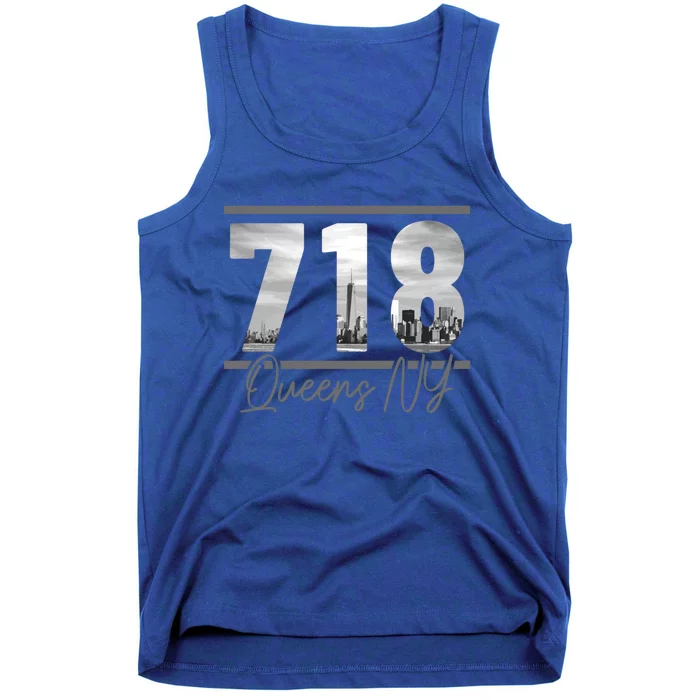 New York City 718 Area Code Skyline Queens Ny Nyc Vintage Gift Tank Top