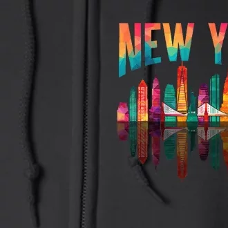 New York City Manhattan Nyc Retro 70s 80s Skyline Ny City Full Zip Hoodie