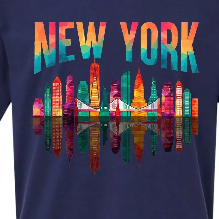 New York City Manhattan Nyc Retro 70s 80s Skyline Ny City Sueded Cloud Jersey T-Shirt