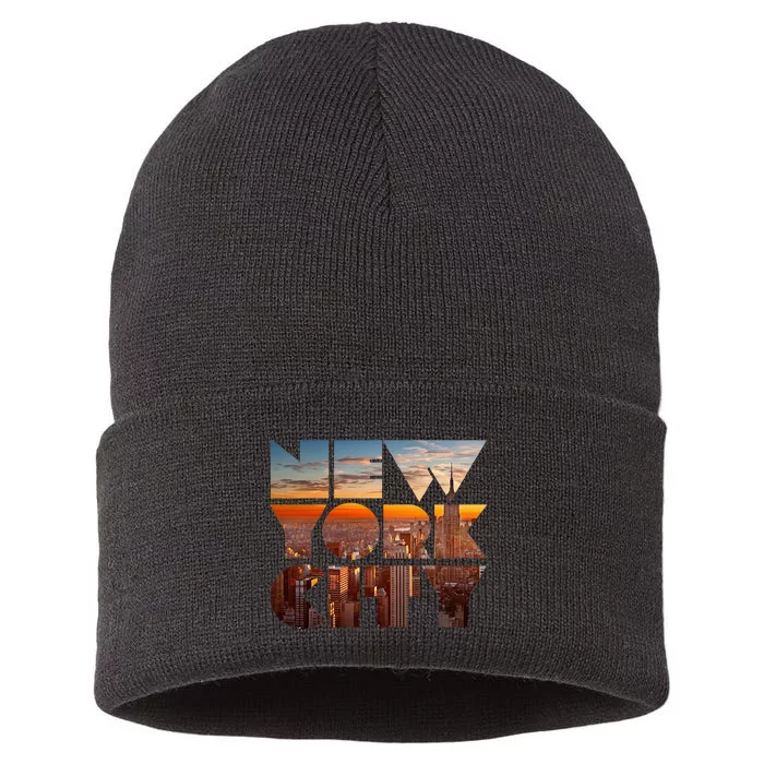 New York City Skyline Nyc Ny City Sustainable Knit Beanie