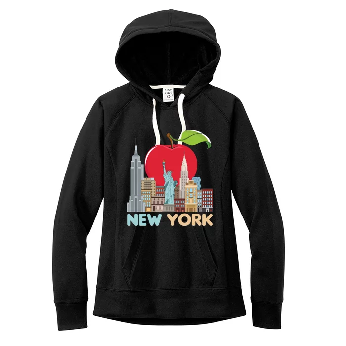 New York City Skyline Gift Big Apple State Souvenir Nyc Women's Fleece Hoodie