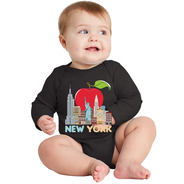 New York City Skyline Gift Big Apple State Souvenir Nyc Baby Long Sleeve Bodysuit