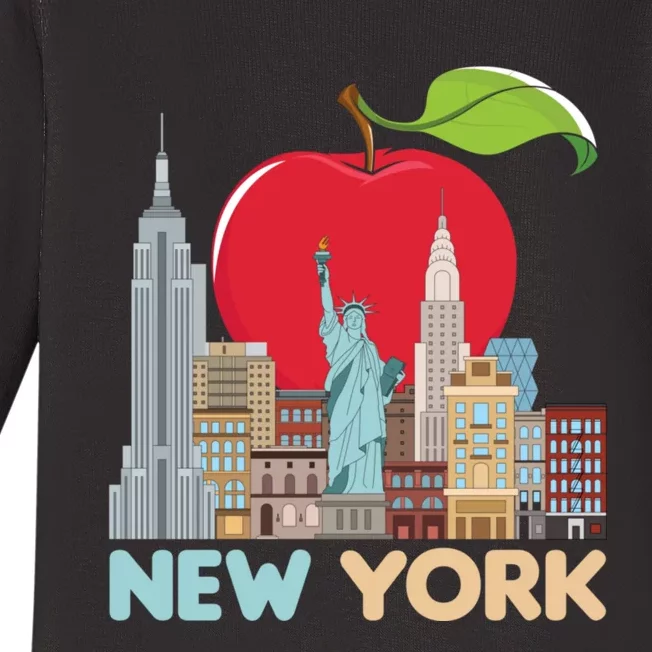 New York City Skyline Gift Big Apple State Souvenir Nyc Baby Long Sleeve Bodysuit