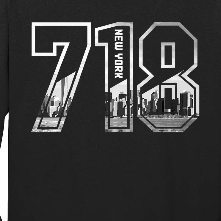 New York City 718 Area Code Pride Ny Brooklyn Queens Vintage New York City 718 A Long Sleeve Shirt