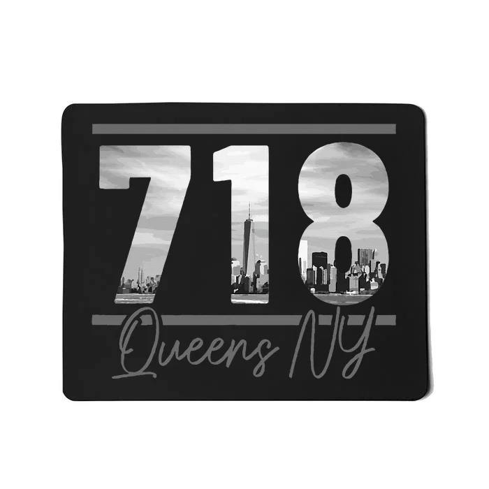 New York City 718 Area Code Skyline Queens Ny Nyc Vintage Mousepad