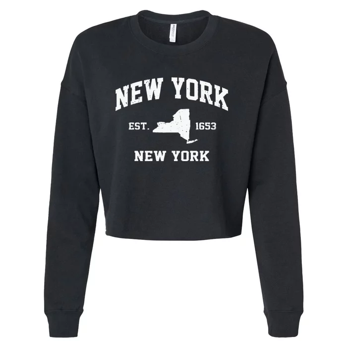 New York City NYC Vintage State Athletic Style Cropped Pullover Crew