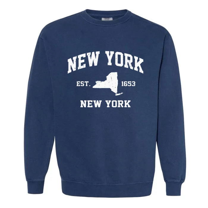 New York City NYC Vintage State Athletic Style Garment-Dyed Sweatshirt